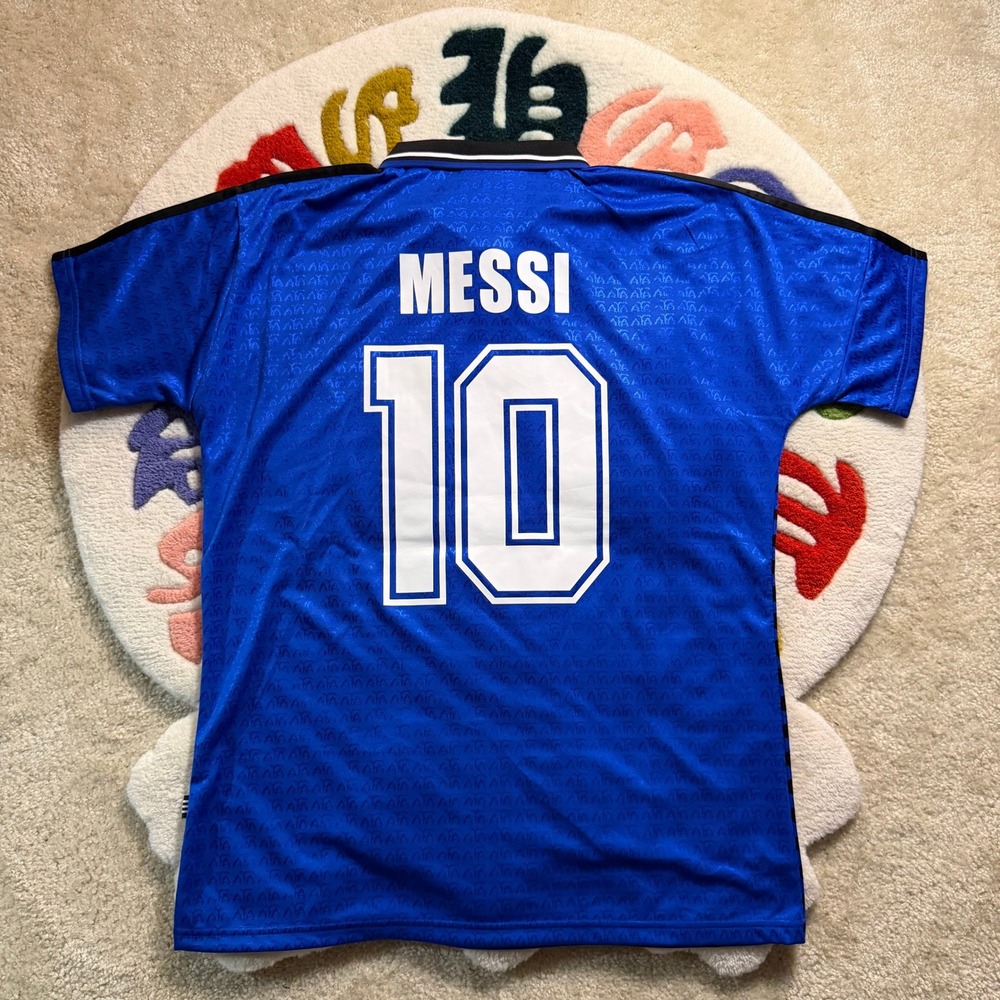 Adidas Argentina 1994 Away Retro Jersey Messi 10 Blue Soccer Shirt Mens Large - Picture 2 of 7